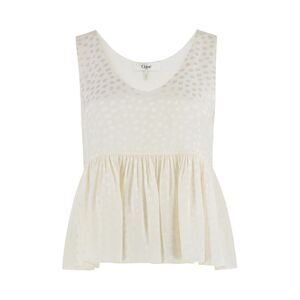 CHLOE Ribbed Knit Crew Neck Logo Top Women WHITE T-Shirts & Tops